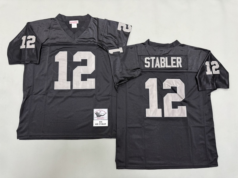 Men 2025 Nike Oakland Raiders #12 Stabler black Throwback Limited NFL Jersey style 001->oakland raiders->NFL Jersey